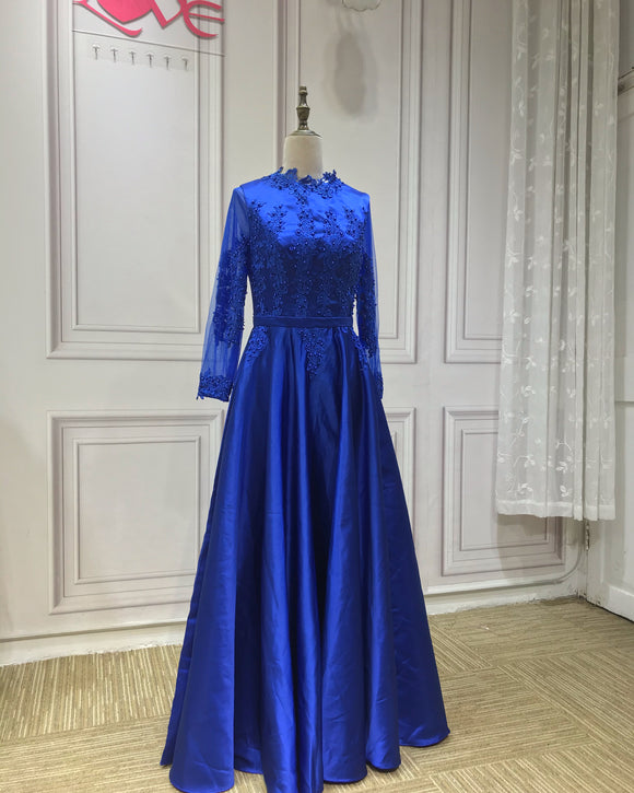 Tina Holly Couture TK130 Blue Blossom Long Sleeve Ball Gown Formal Dre